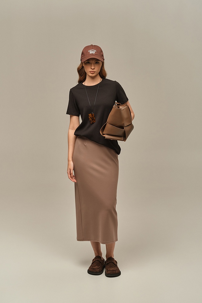 Футболка трикотажная в рубчик Flat Черный_16026