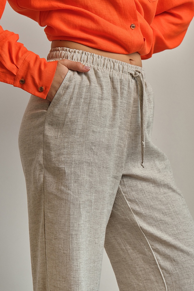 Прямые брюки изо льна Sonet Бежевый_15009