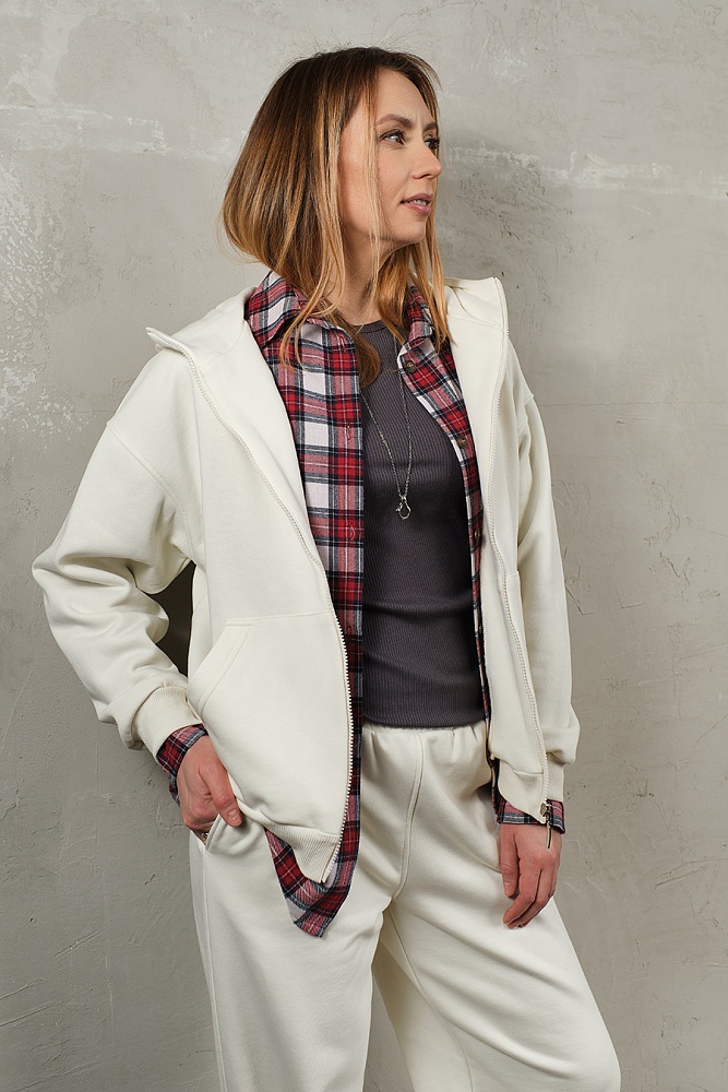 Худи на молнии из футера Путешествие по Алтаю Экрю/Бабырган_19500