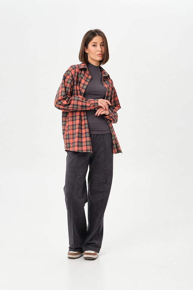 Рубашка в клетку из хлопка City Оранжевая клетка_16923