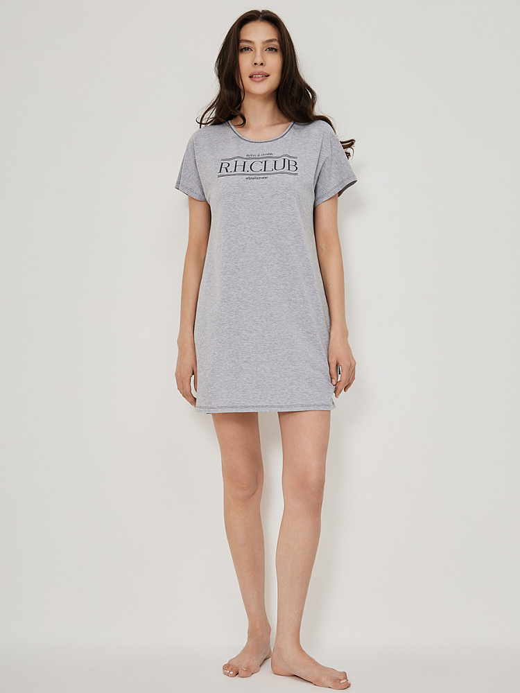 Платье сорочка с принтом и вырезом на спине  Medea Серый/меланж_13294