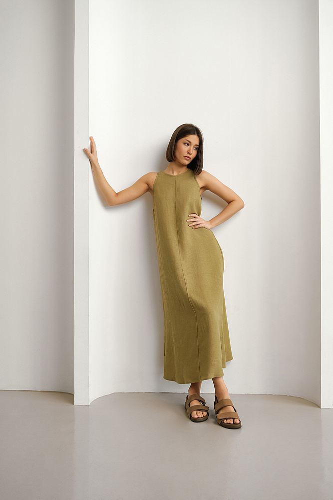 Платье изо льна Sonet Хаки_15136