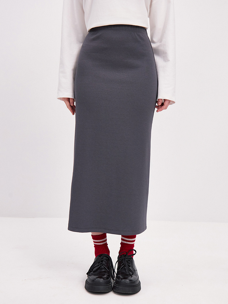 Юбка из рубчика Basic Графит_13990