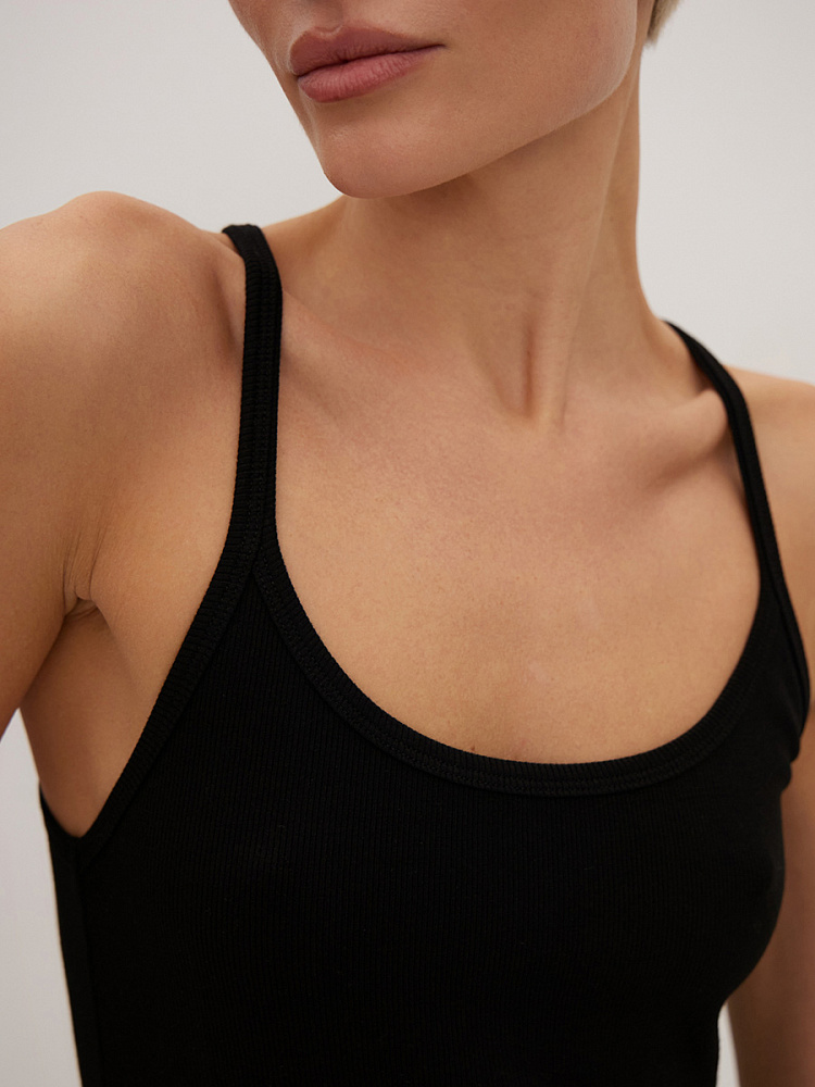 Майка трикотажная в рубчик Basic Черный_14145