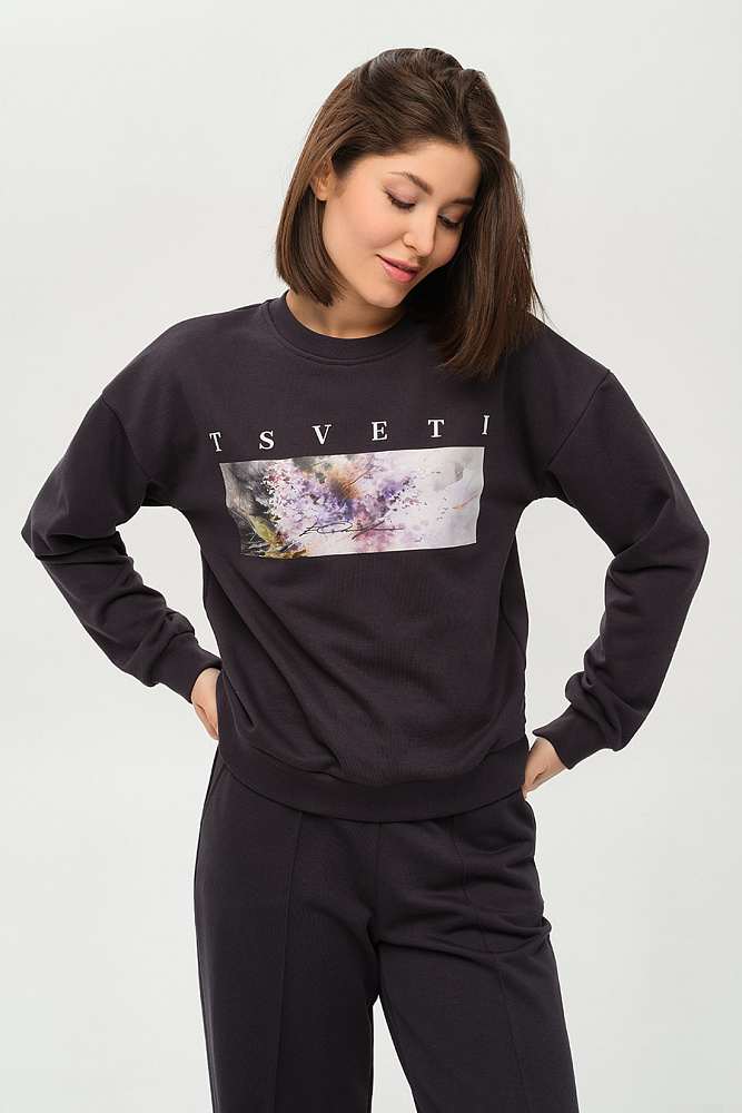 Свитшот из футера Art place Графит/Сирень_14471