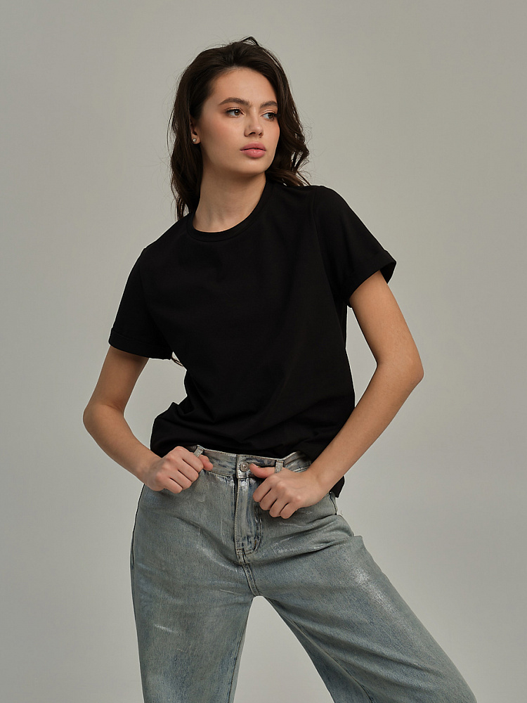 Футболка из эластичного хлопка Nelly Черный_11108