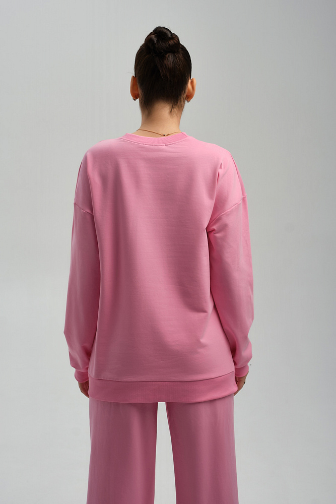 Свитшот из легкого эластичного футера с принтом Urban chic Розовый_9518