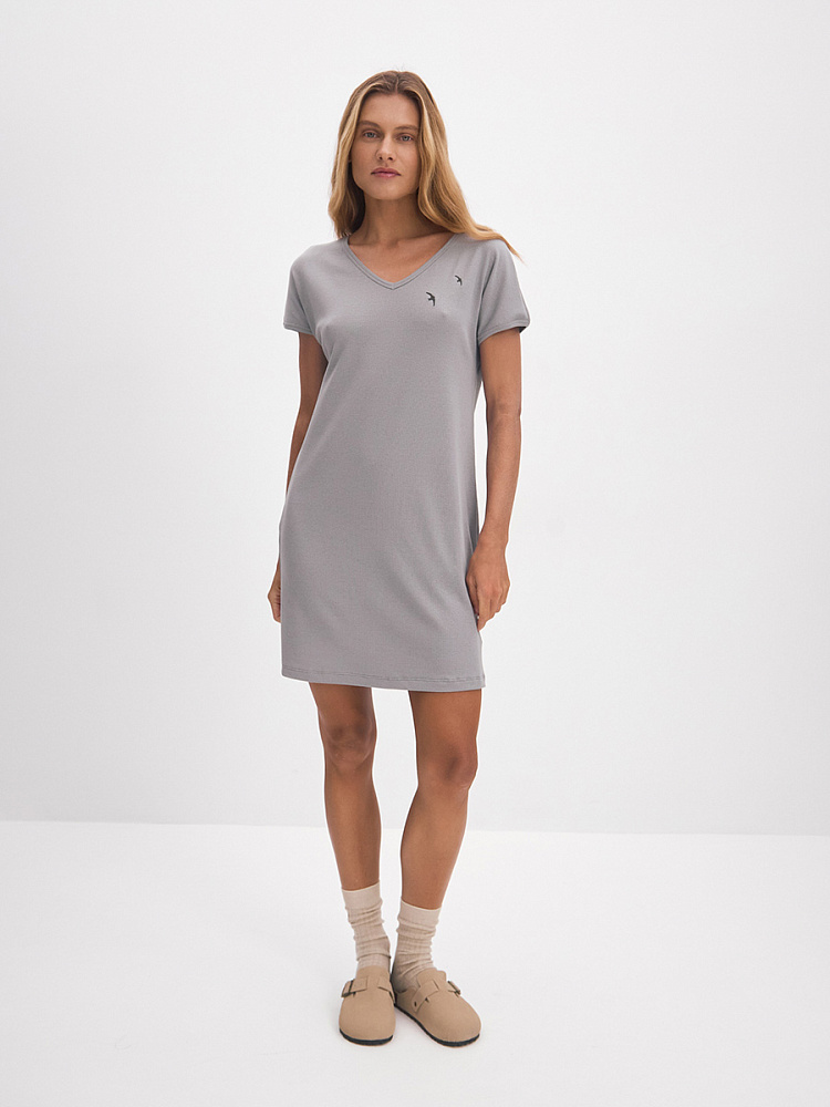 Платье в рубчик Basic Темно-серый_13152