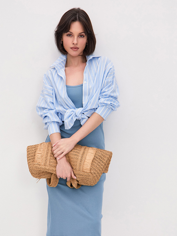 Платье на бретелях Basic Дымчато-голубой_14904