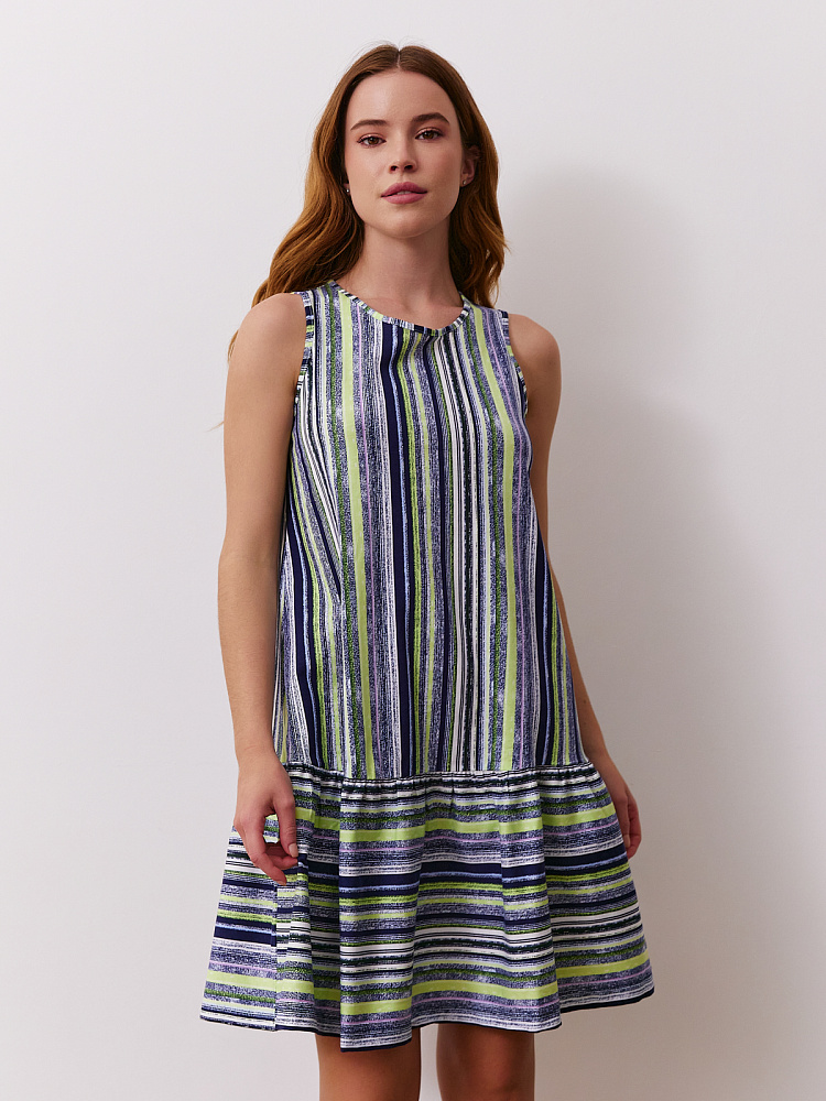 Платье из хлопка Kira Зеленый/Полоска_10607
