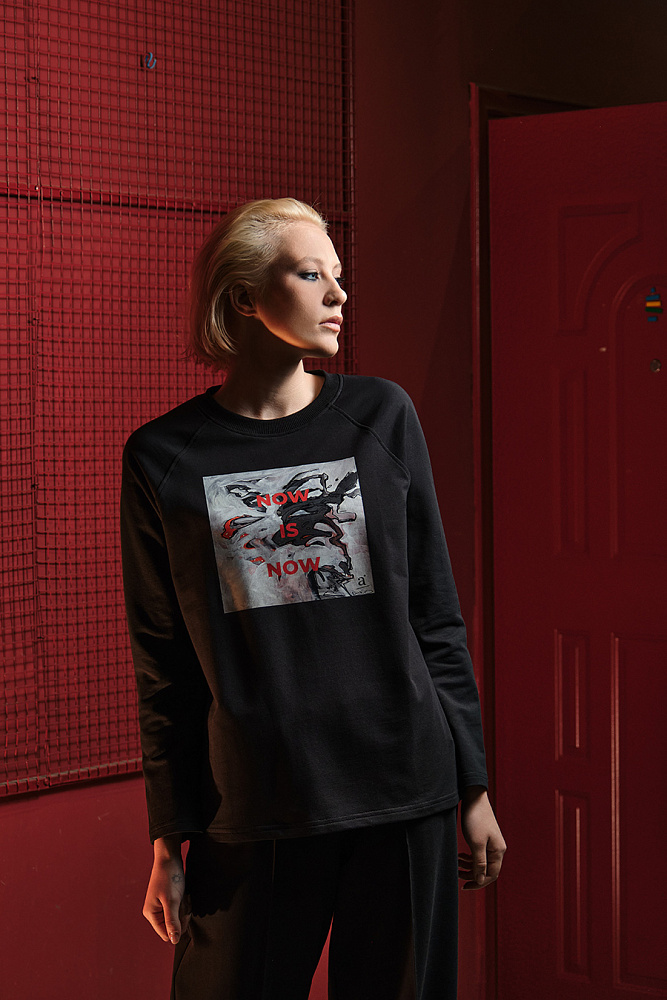 Лонгслив из эластичного футера Art moment Черный/NOW_15359