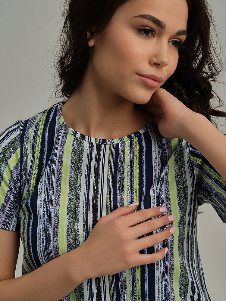 Платье из хлопка Kira Зеленый/Полоска_10561