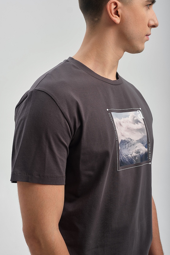 Футболка мужская с принтом Altai man Графит/Пик горы_16733