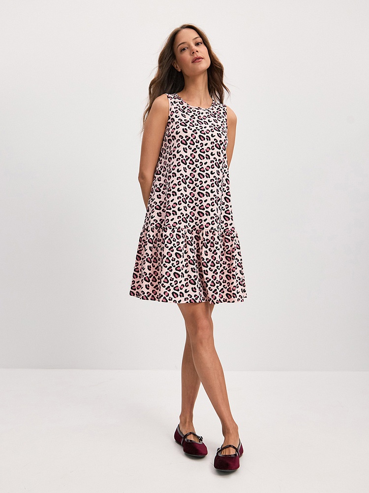 Платье из хлопка Kira Розовый леопард_16309