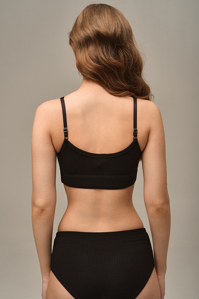 Топ трикотажный в рубчик Flat Черный_16136