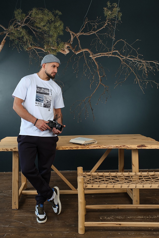 Футболка мужская с принтом Altai man Белый/Горы чб_18677