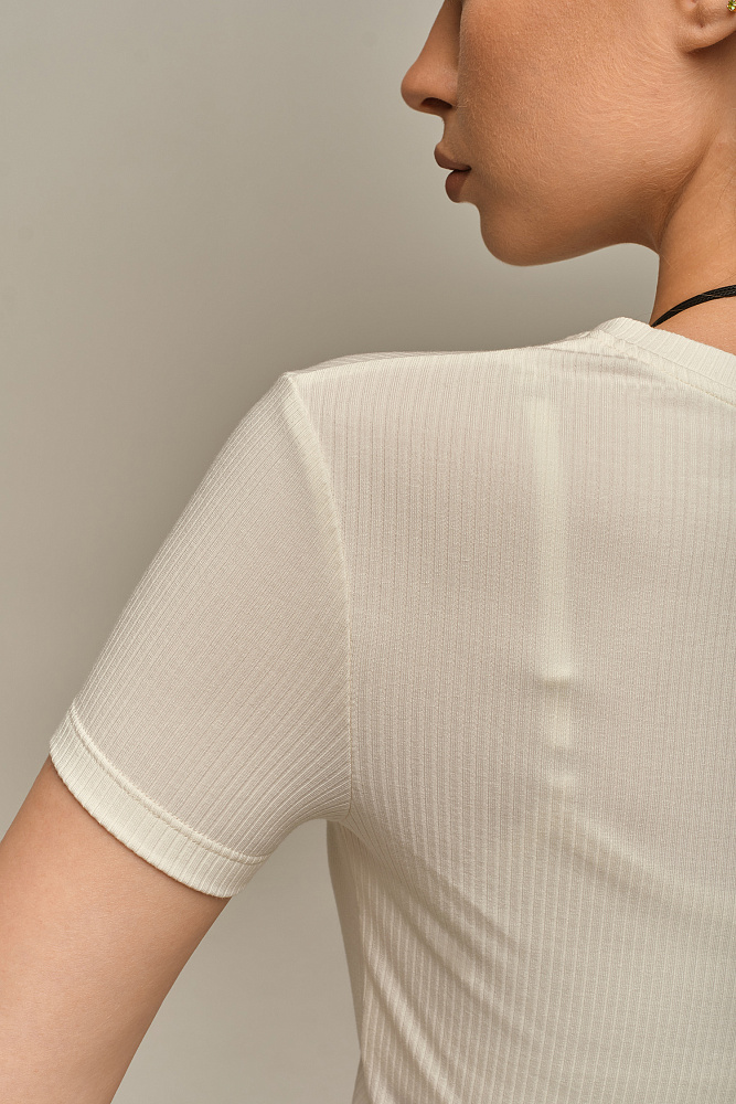 Футболка трикотажная в рубчик Flat Молочный_15925
