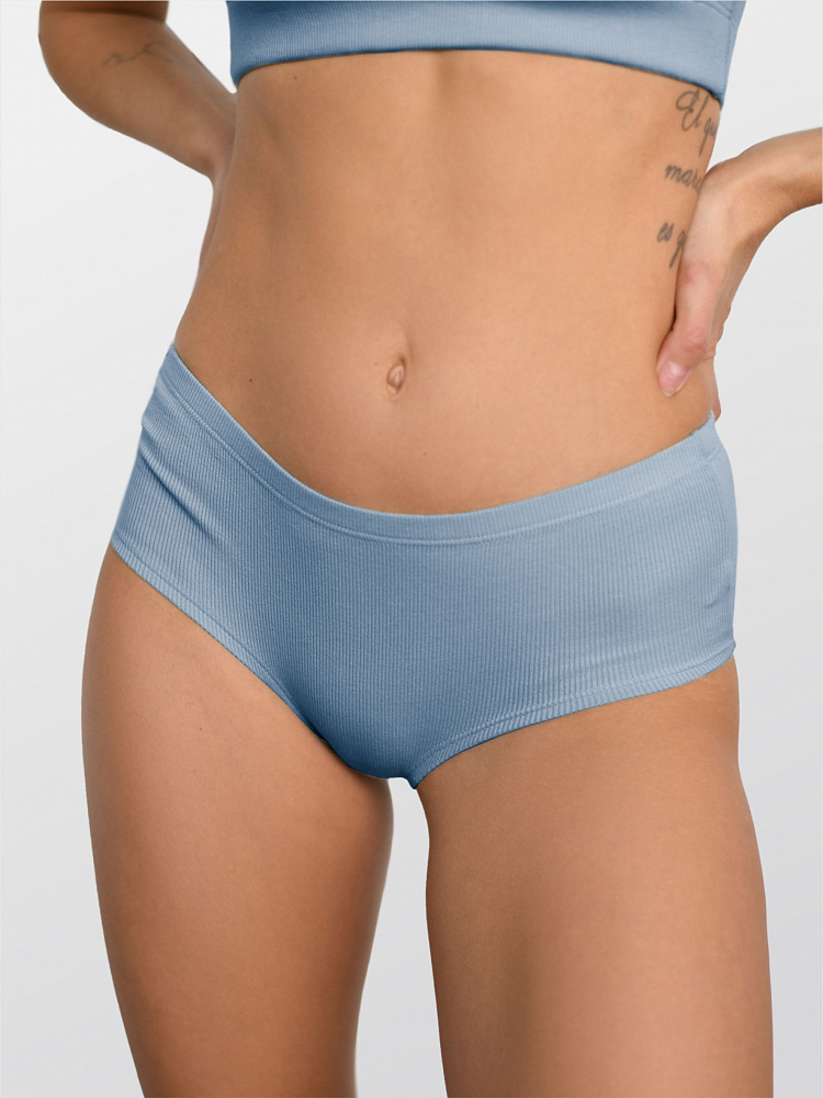 Трусы трикотажные в рубчик Basic Дымчато-голубой_11992
