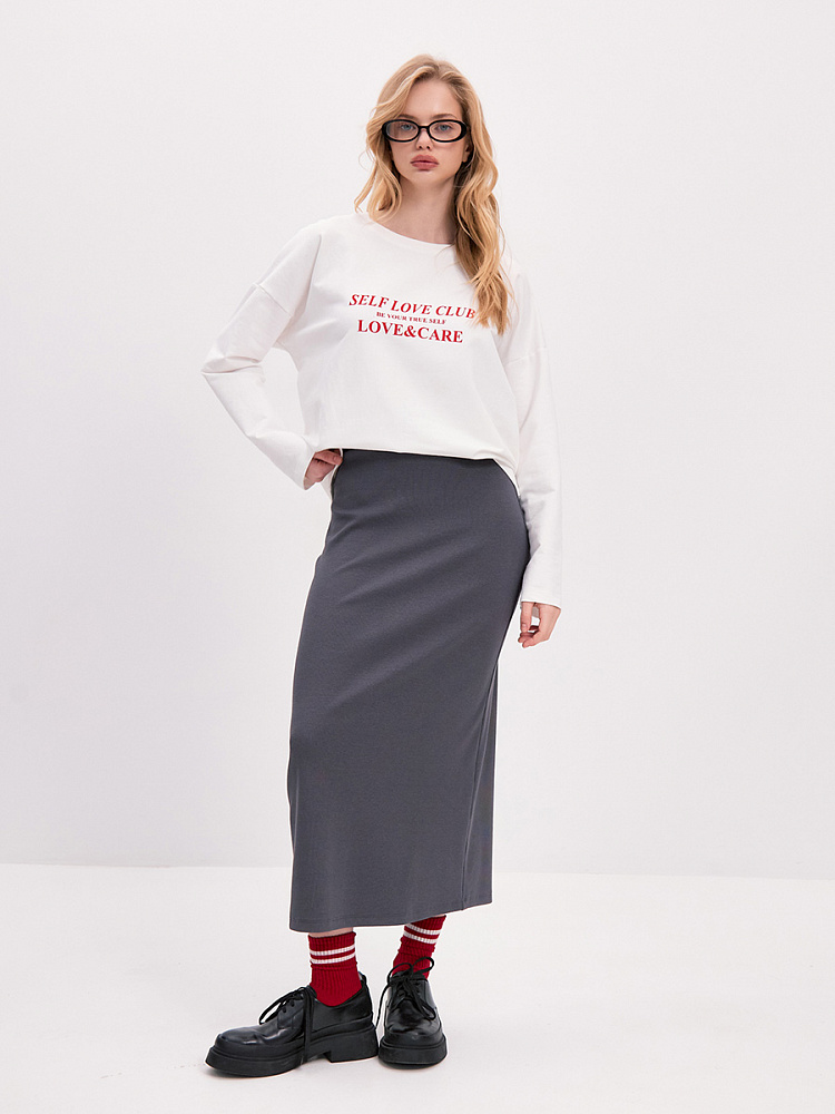 Юбка из рубчика Basic Графит_13994