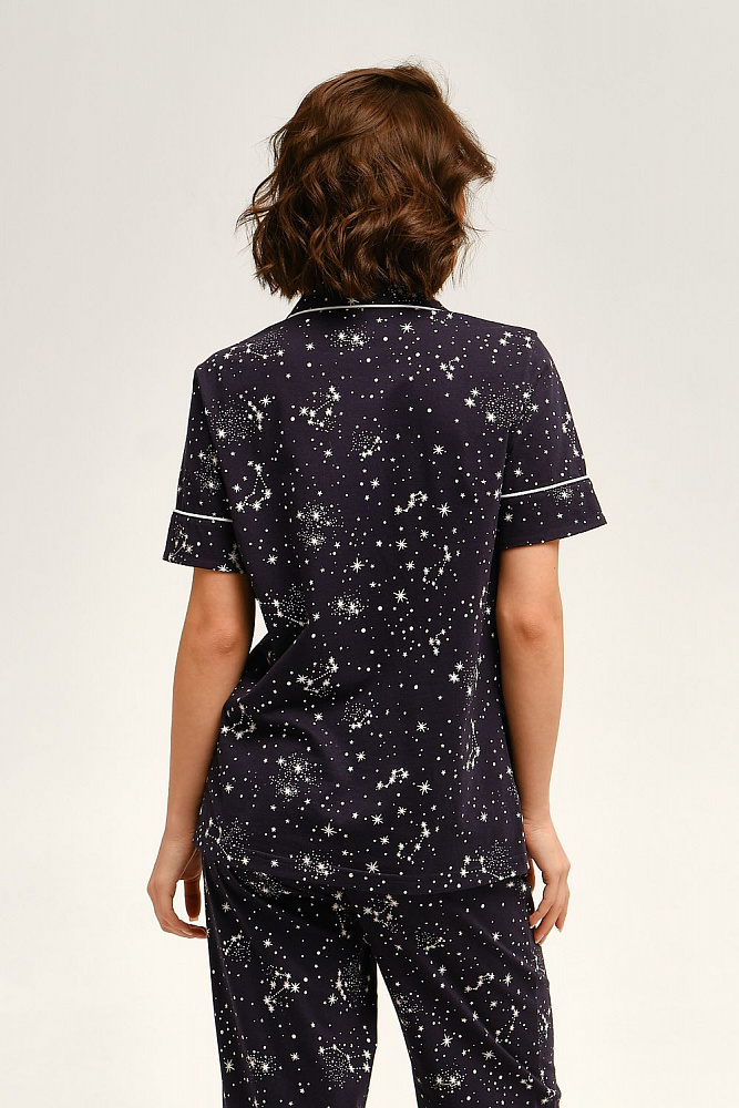 Рубашка с коротким рукавом из хлопка Slow beauty Созвездия_12576
