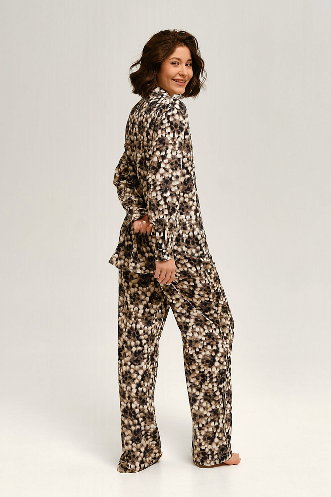 Прямые брюки из струящегося штапеля   Pretty Мазки на сером_12680