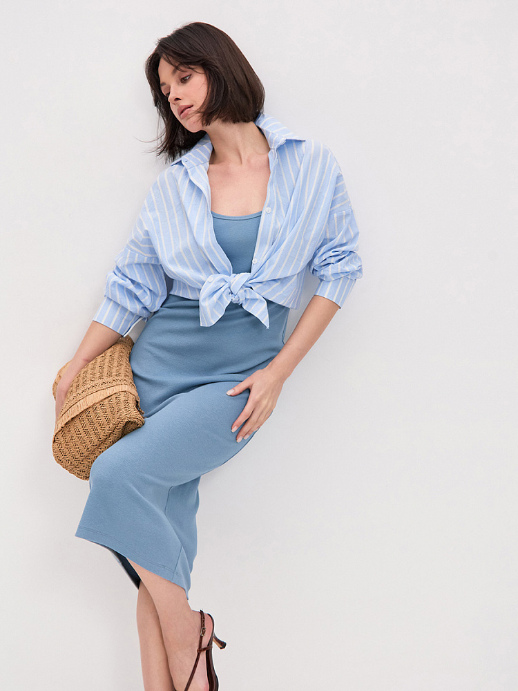 Платье на бретелях Basic Дымчато-голубой_14905