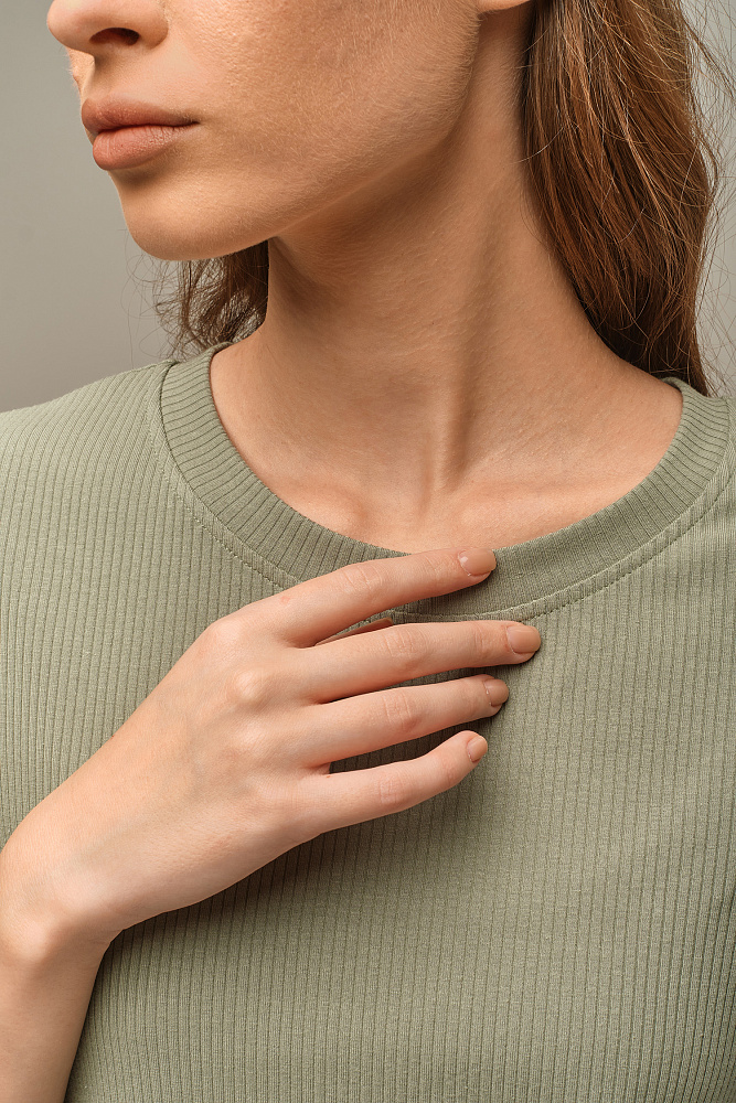 Футболка трикотажная в рубчик Flat Олива_15992