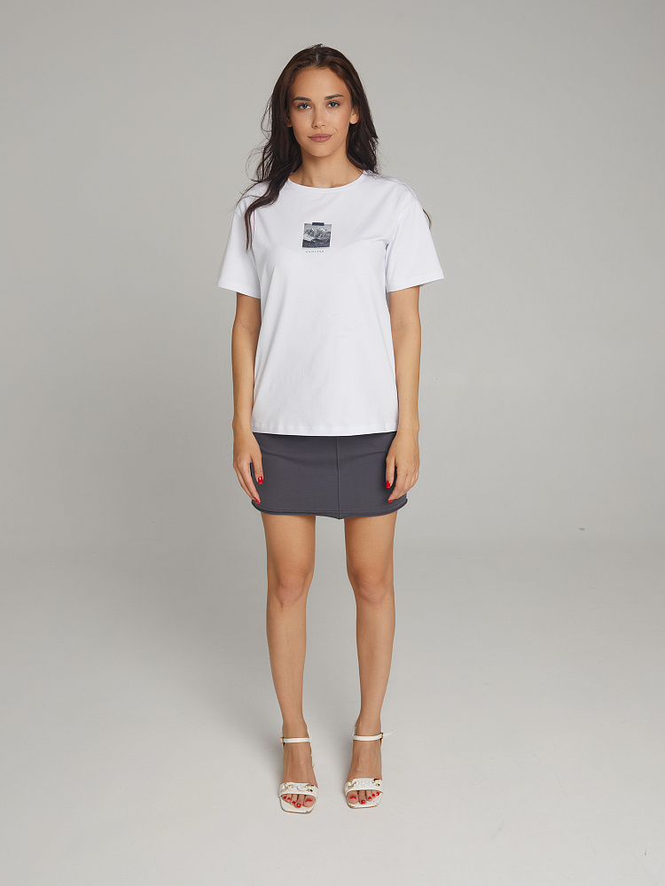 Футболка из эластичного хлопка с принтом Bloom Белый/Mini_10406