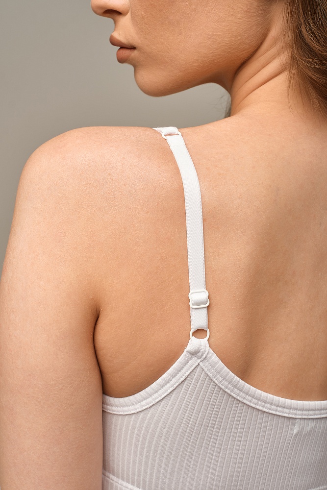 Топ трикотажный в рубчик Flat Белый_16115