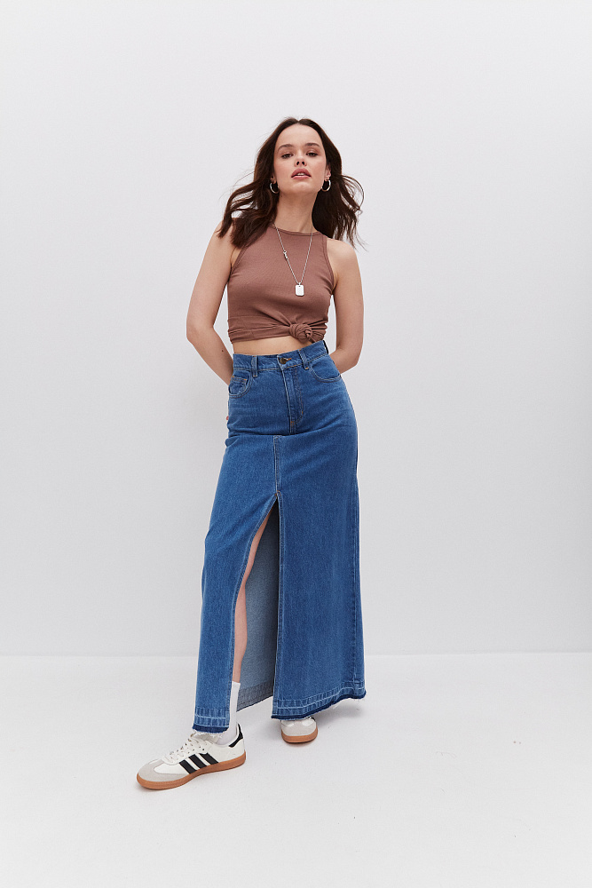 Майка Американка трикотажная в рубчик Basic Капучино_10882