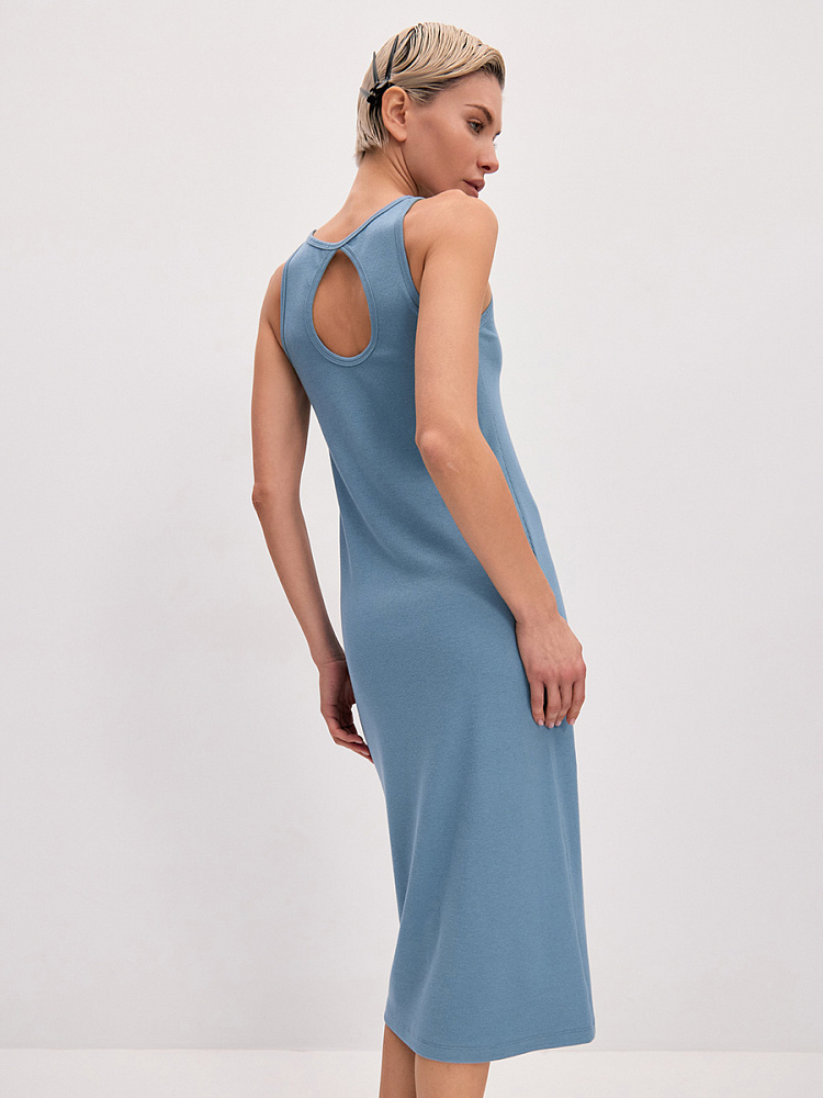 Платье в рубчик Basic Дымчато-голубой_14269