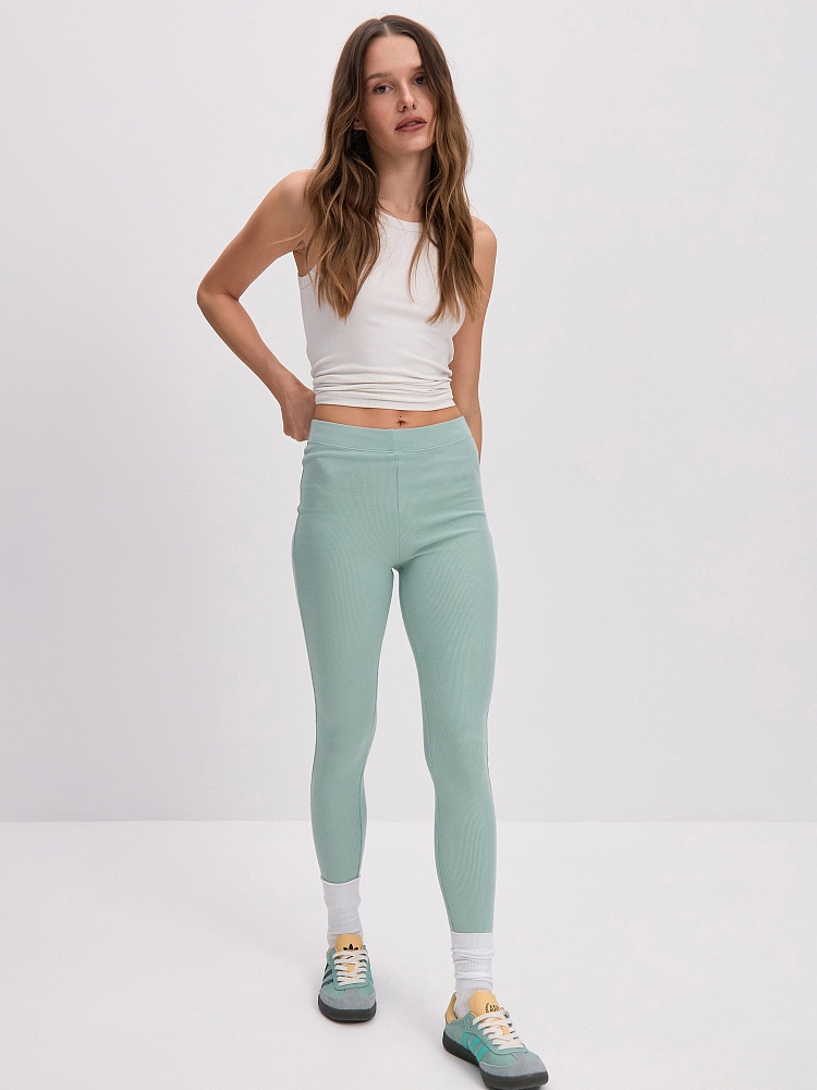 Леггинсы трикотажные в рубчик Basic Шалфей_16256