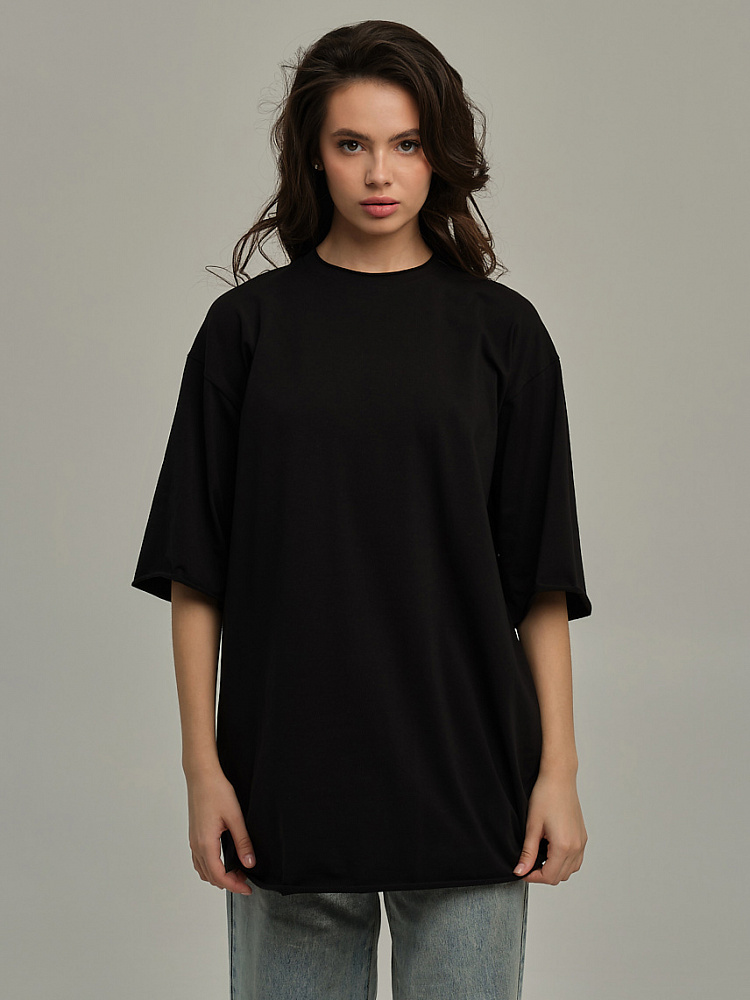 Футболка из эластичного хлопка May Черный_11073