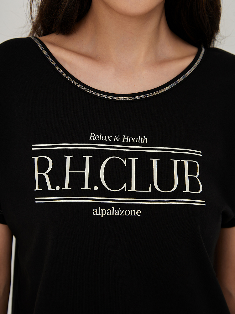 Платье сорочка с принтом и вырезом на спине  Medea Черный_12923