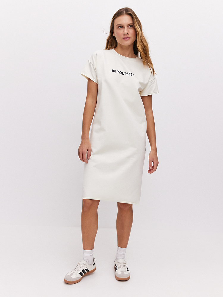 Платье длинное из футера Urban chic Молочный_10706