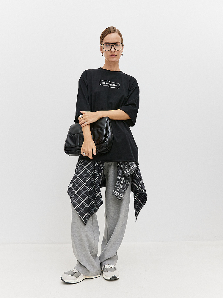 Футболка из эластичного хлопка May Черный/Wild_10769