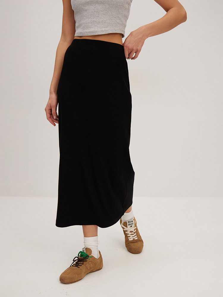 Юбка из рубчика Basic Черный_13912