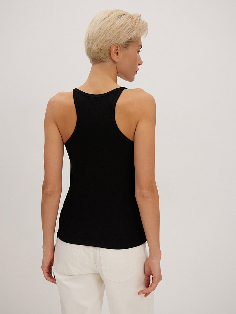 Майка трикотажная в рубчик Basic Черный_14143