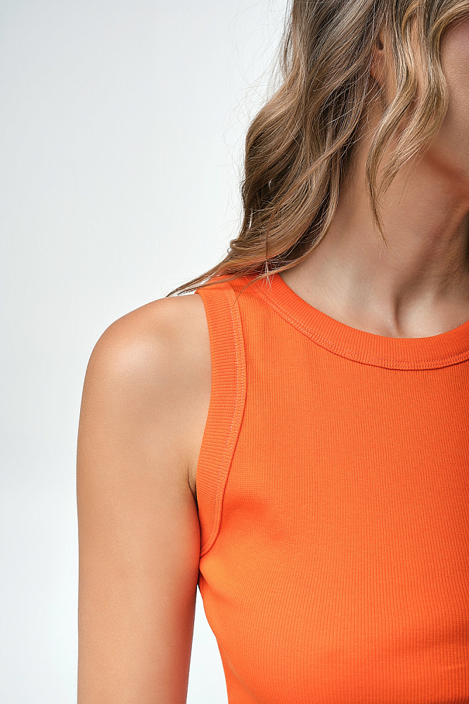 Майка трикотажная в рубчик Basic Оранжевый_7801