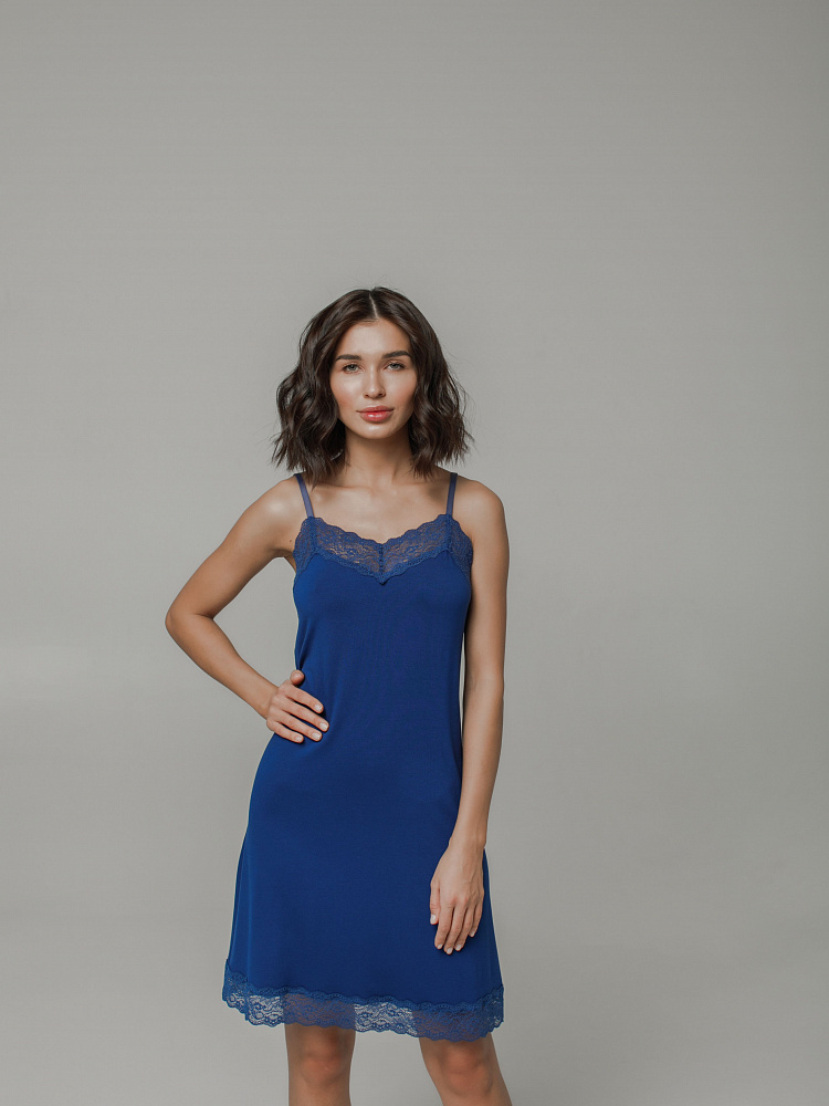 Сорочка из вискозы с кружевом Sylvia Синий/5600_12171