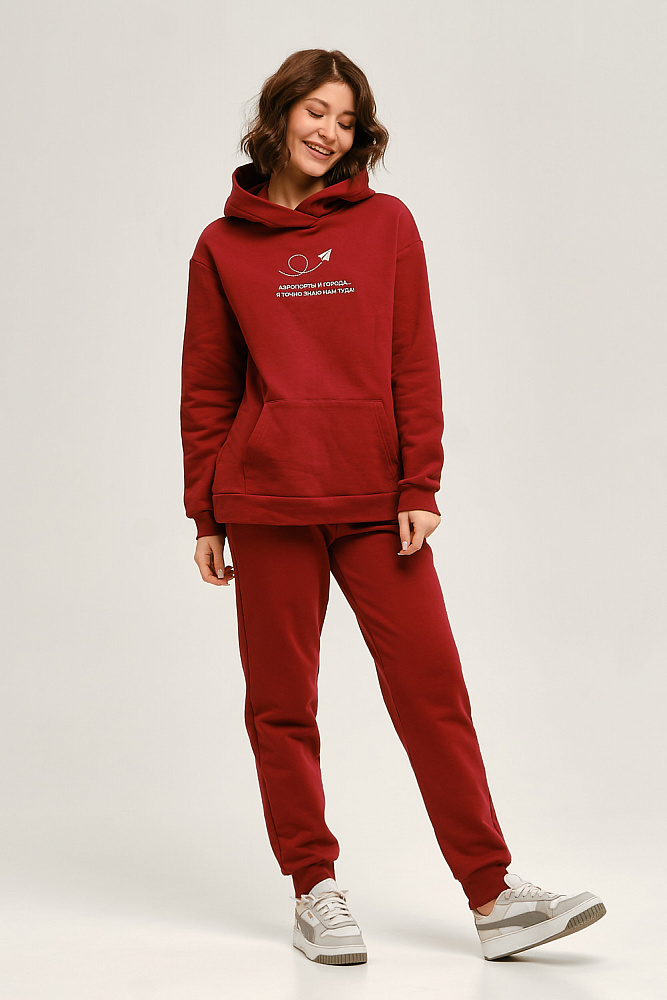 Худи с начесом Lori Бордовый_12797