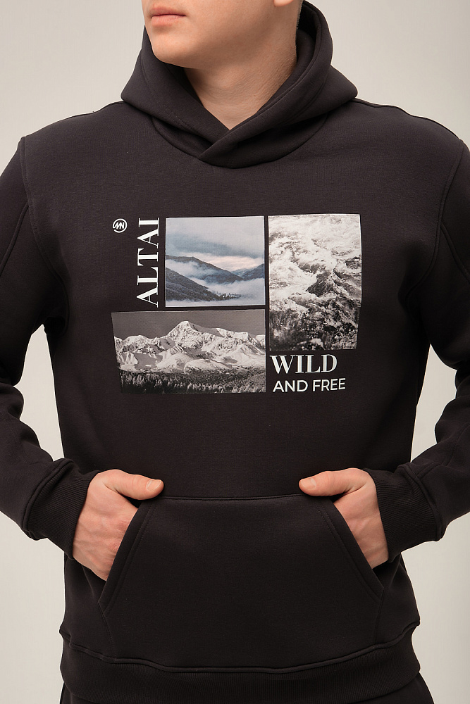 Худи мужской с принтом Rob Графит_13418