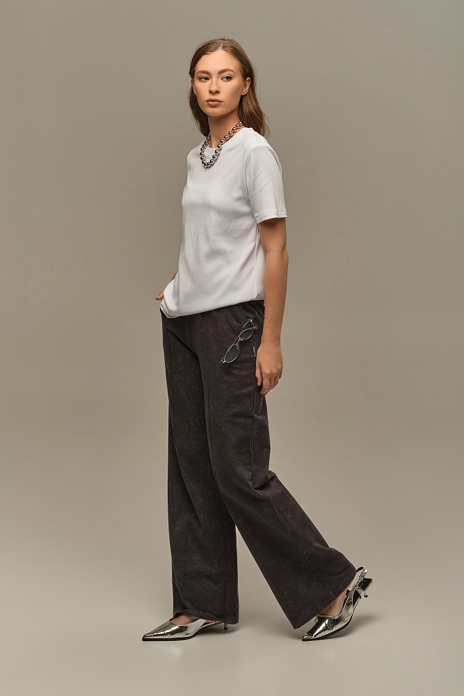 Футболка трикотажная в рубчик Flat Белый_16014