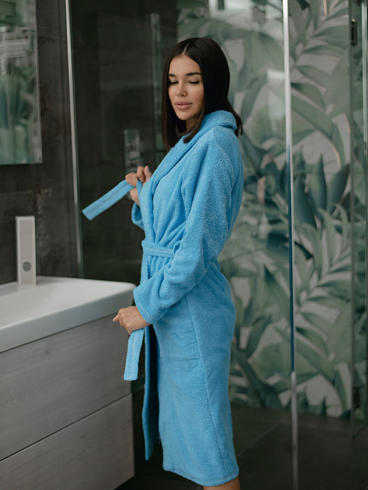 Халат махровый с капюшоном Laura Голубой_3509