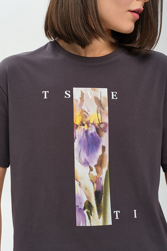 Футболка с принтом Limit Графит/Ирис_14514