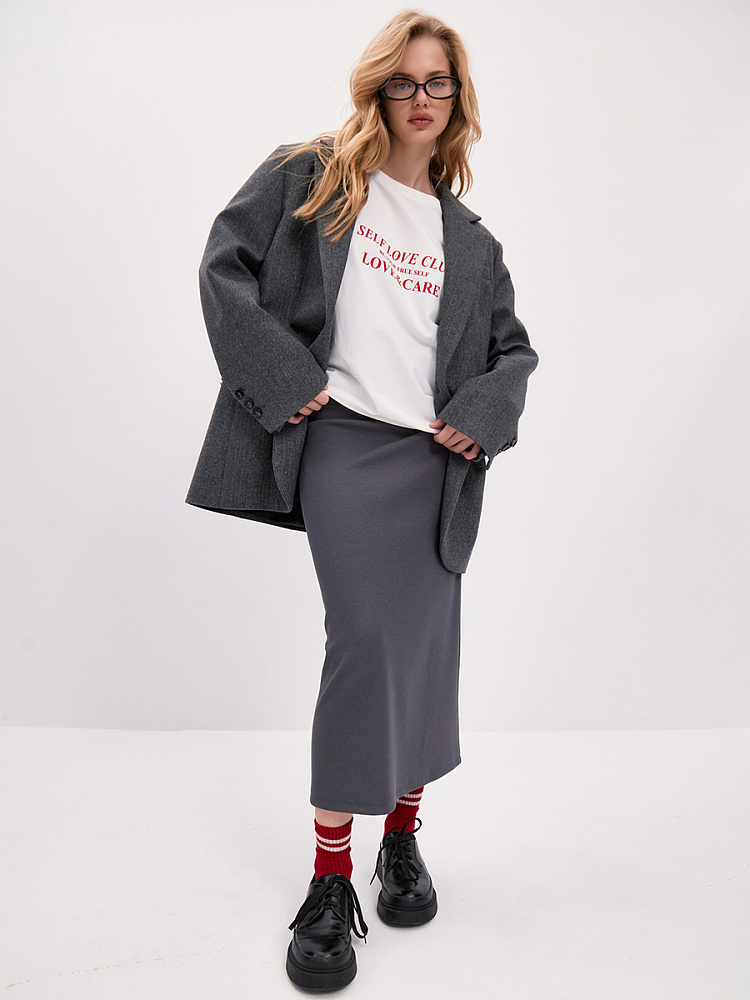 Юбка из рубчика Basic Графит_13996