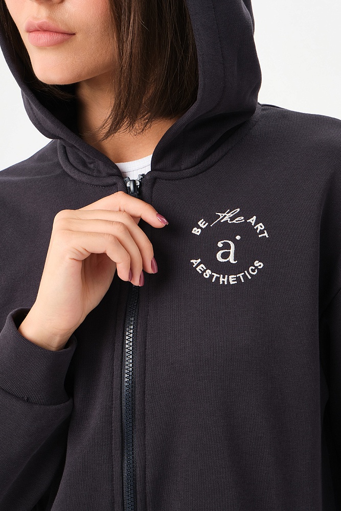 Худи на молнии из футера Art place Графит_16808