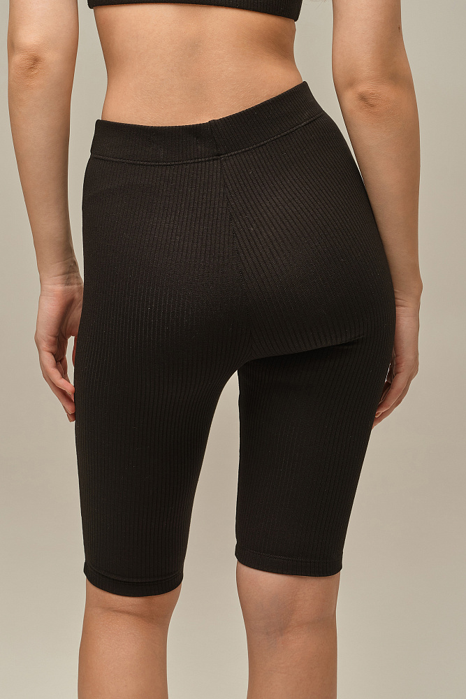 Велосипедки трикотажные в рубчик Flat Черный_15824