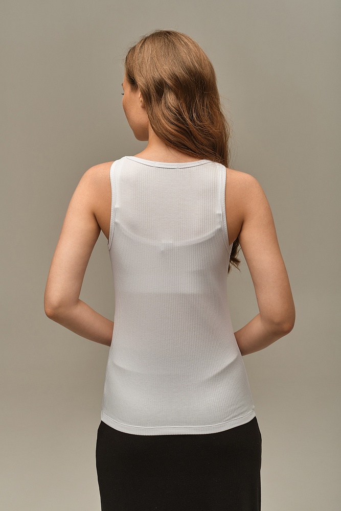 Майка Американка трикотажная в рубчик Flat Белый_16066