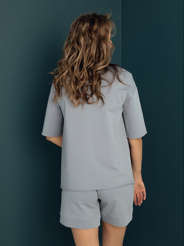 Футболка из эластичного футера Urban chic Дымчатый_3873